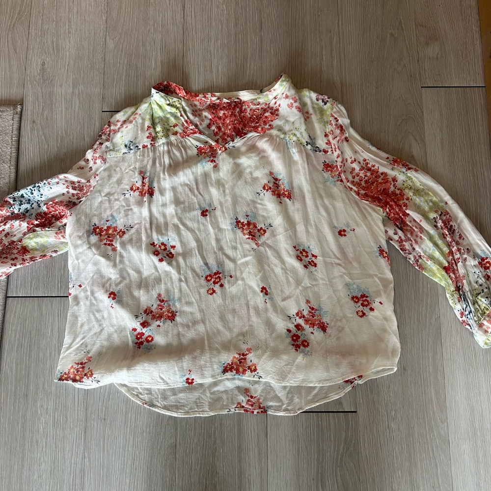 Lucky Brand Floral Women's Top - Cream and Red